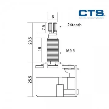 CTS Potenciómetro Push Pull 500k Extra Largo A