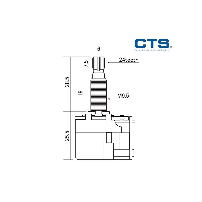 CTS Potenciómetro Push Pull 500k Extra Largo A