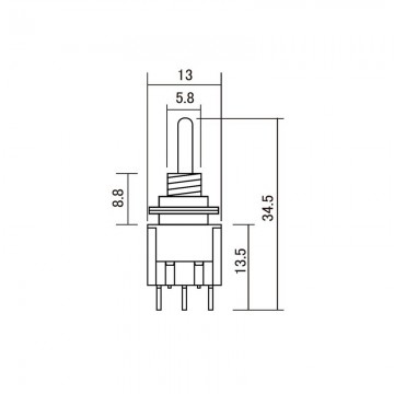 Interruptor de palanca 3 posiciones Negro ON-ON-ON