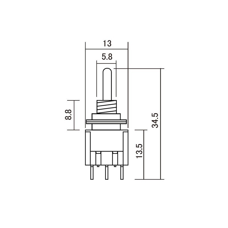 Interruptor de palanca 3 posiciones Negro ON-ON-ON