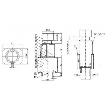 3PDT Switch Mini para Placa