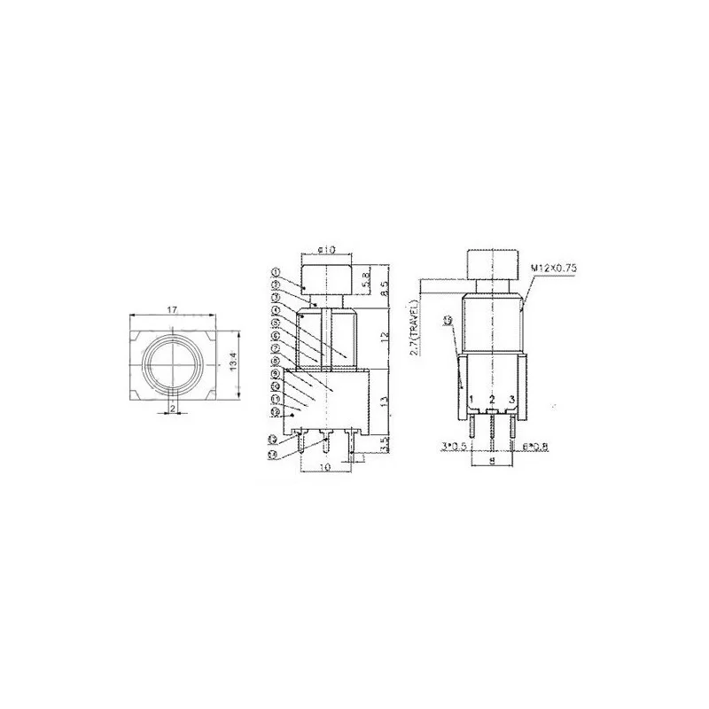 3PDT Switch Mini para Placa
