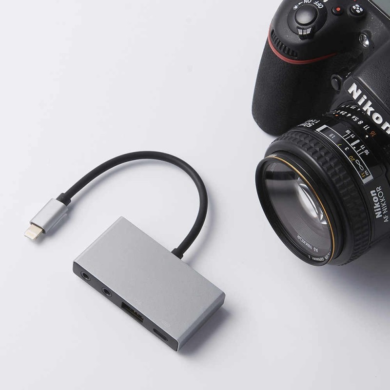 Cable Adaptador Lightning OTG con Aux y Audio