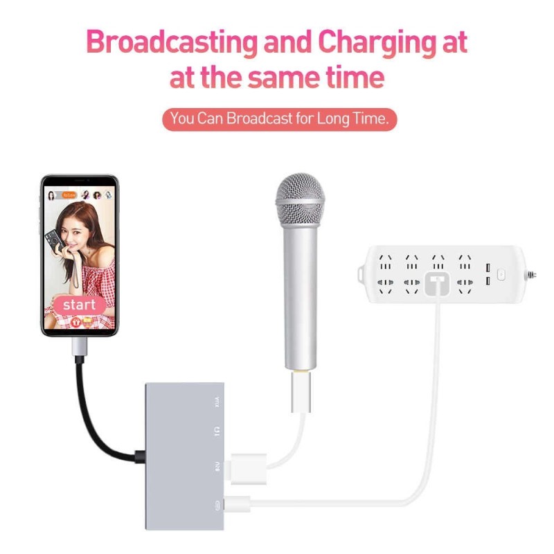 Cable Adaptador Lightning OTG con Aux y Audio