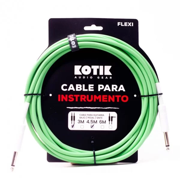Kotik Cable para Instrumento Flexi 4.5m Verde