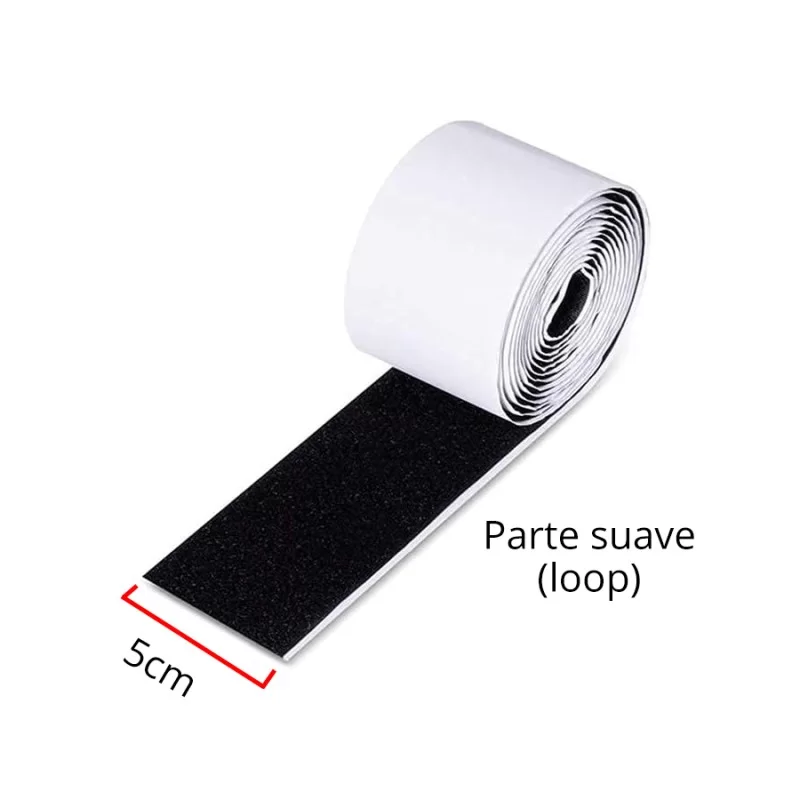 Velcro 5 cm negro con adhesivo