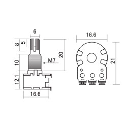 Potenciómetro Dual Blend 250k