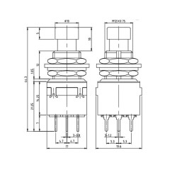 3PDT Switch para Placa