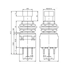 3PDT Switch para Placa
