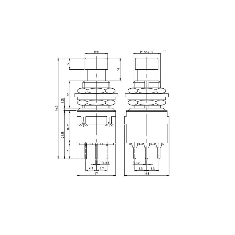 3PDT Switch para Placa